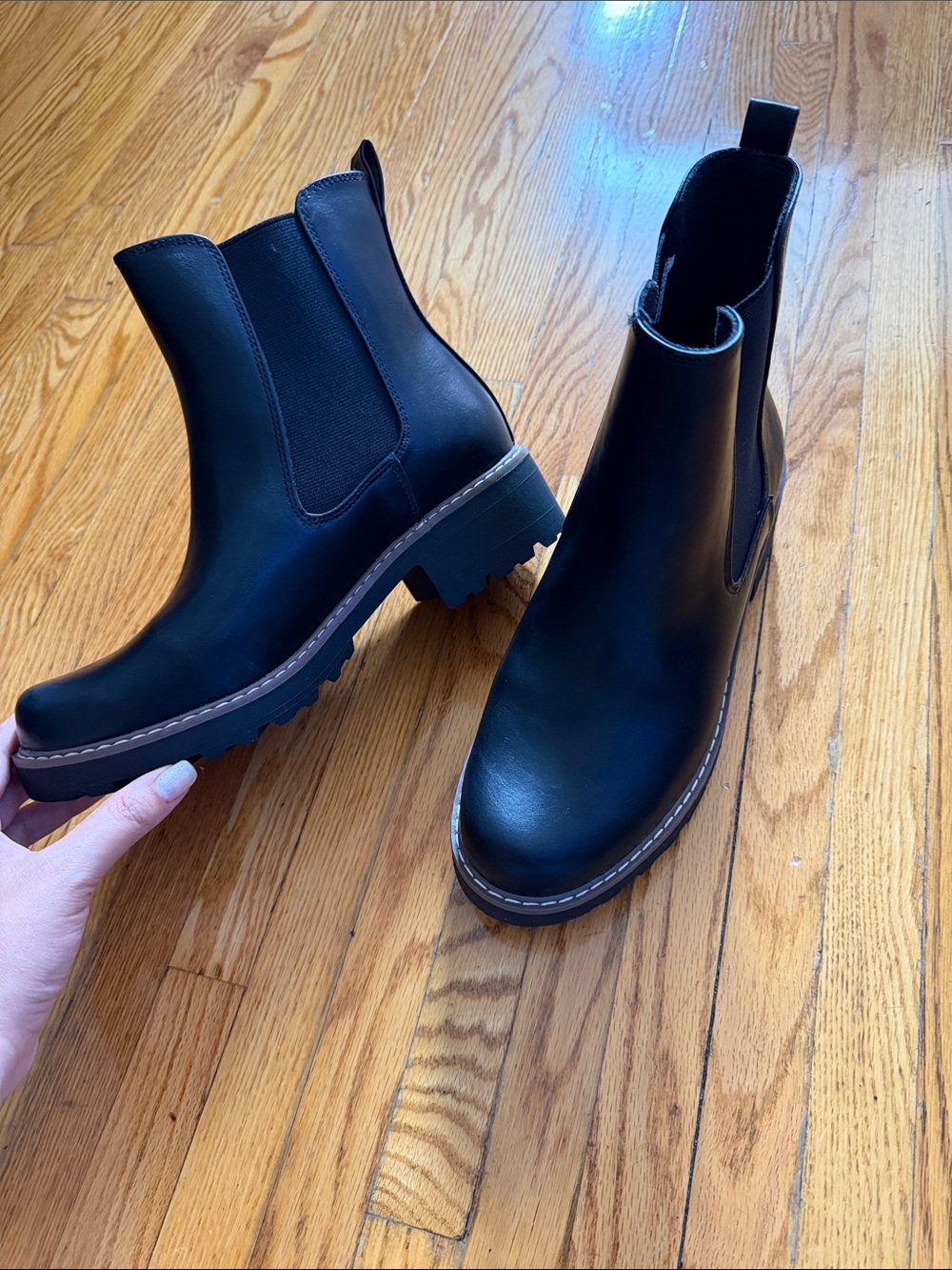 Black Chelsea Lug Sole Ankle Boots